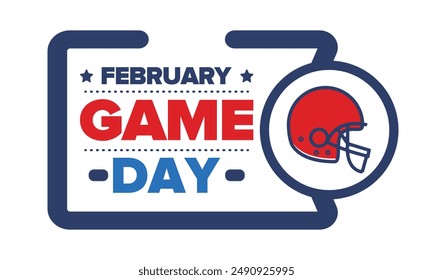 Game Day. American football playoff. Football Party in United States. Final game of regular season. Professional team championship. Ball for american football. Sport poster design. Vector illustration