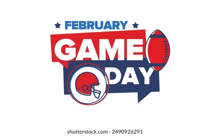 Game Day. American football playoff. Football Party in United States. Final game of regular season. Professional team championship. Ball for american football. Sport poster design. Vector illustration