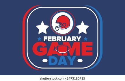 Game Day. American football playoff. Football Party in United States. Final game of regular season. Professional team championship. Ball for american football. Sport poster design. Vector illustration