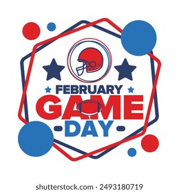 Game Day. American football playoff. Football Party in United States. Final game of regular season. Professional team championship. Ball for american football. Sport poster design. Vector illustration