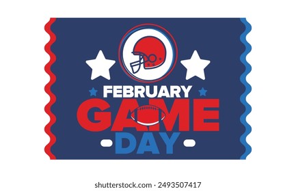 Game Day. American football playoff. Football Party in United States. Final game of regular season. Professional team championship. Ball for american football. Sport poster design. Vector illustration