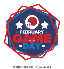 Game Day. American football playoff. Football Party in United States. Final game of regular season. Professional team championship. Ball for american football. Sport poster design. Vector illustration