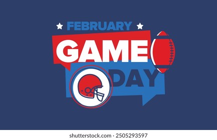Game Day. American football playoff. Football Party in United States. Final game of regular season. Professional team championship. Ball for american football. Sport poster design. Vector illustration