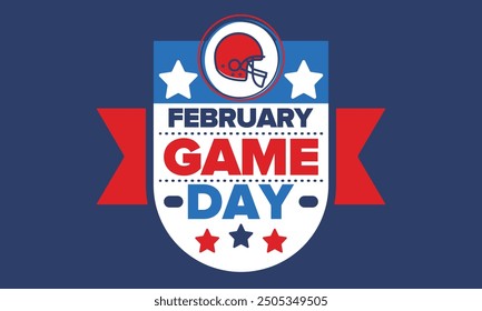 Game Day. American football playoff. Football Party in United States. Final game of regular season. Professional team championship. Ball for american football. Sport poster design. Vector illustration