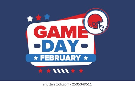 Game Day. American football playoff. Football Party in United States. Final game of regular season. Professional team championship. Ball for american football. Sport poster design. Vector illustration
