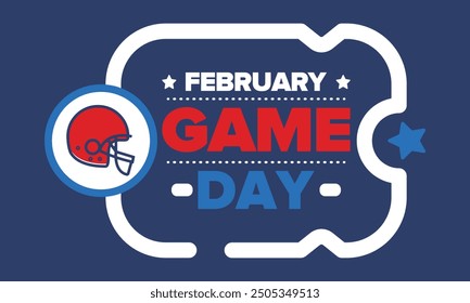 Game Day. American football playoff. Football Party in United States. Final game of regular season. Professional team championship. Ball for american football. Sport poster design. Vector illustration