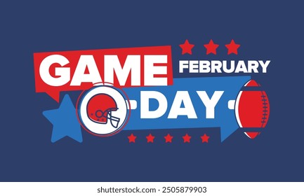 Game Day. American football playoff. Football Party in United States. Final game of regular season. Professional team championship. Ball for american football. Sport poster design. Vector illustration