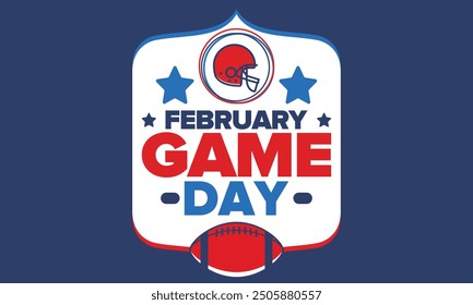 Game Day. American football playoff. Football Party in United States. Final game of regular season. Professional team championship. Ball for american football. Sport poster design. Vector illustration