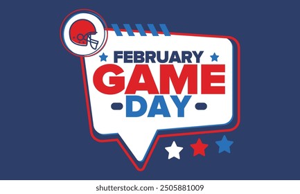 Game Day. American football playoff. Football Party in United States. Final game of regular season. Professional team championship. Ball for american football. Sport poster design. Vector illustration