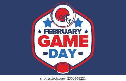 Game Day. American football playoff. Football Party in United States. Final game of regular season. Professional team championship. Ball for american football. Sport poster design. Vector illustration