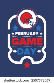 Game Day. American football playoff. Football Party in United States. Final game of regular season. Professional team championship. Ball for american football. Sport poster design. Vector illustration