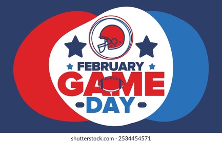 Game Day. American football playoff. Football Party in United States. Final game of regular season. Professional team championship. Ball for american football. Sport poster design. Vector illustration