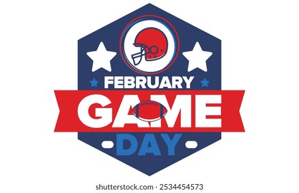 Game Day. American football playoff. Football Party in United States. Final game of regular season. Professional team championship. Ball for american football. Sport poster design. Vector illustration