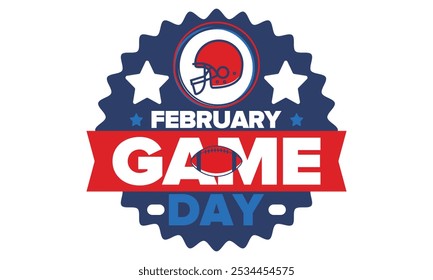 Game Day. American football playoff. Football Party in United States. Final game of regular season. Professional team championship. Ball for american football. Sport poster design. Vector illustration