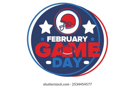 Game Day. American football playoff. Football Party in United States. Final game of regular season. Professional team championship. Ball for american football. Sport poster design. Vector illustration