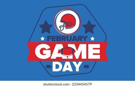 Game Day. American football playoff. Football Party in United States. Final game of regular season. Professional team championship. Ball for american football. Sport poster design. Vector illustration