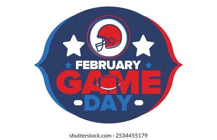 Game Day. American football playoff. Football Party in United States. Final game of regular season. Professional team championship. Ball for american football. Sport poster design. Vector illustration