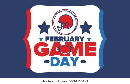 Game Day. American football playoff. Football Party in United States. Final game of regular season. Professional team championship. Ball for american football. Sport poster design. Vector illustration