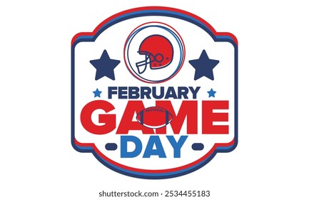 Game Day. American football playoff. Football Party in United States. Final game of regular season. Professional team championship. Ball for american football. Sport poster design. Vector illustration