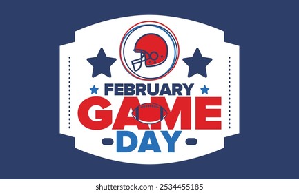 Game Day. American football playoff. Football Party in United States. Final game of regular season. Professional team championship. Ball for american football. Sport poster design. Vector illustration