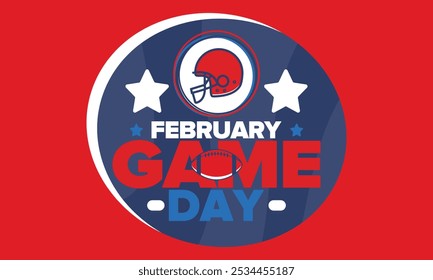 Game Day. American football playoff. Football Party in United States. Final game of regular season. Professional team championship. Ball for american football. Sport poster design. Vector illustration