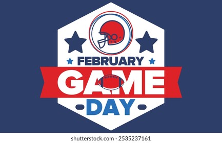 Game Day. American football playoff. Football Party in United States. Final game of regular season. Professional team championship. Ball for american football. Sport poster design. Vector illustration