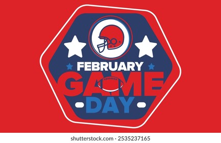 Game Day. American football playoff. Football Party in United States. Final game of regular season. Professional team championship. Ball for american football. Sport poster design. Vector illustration