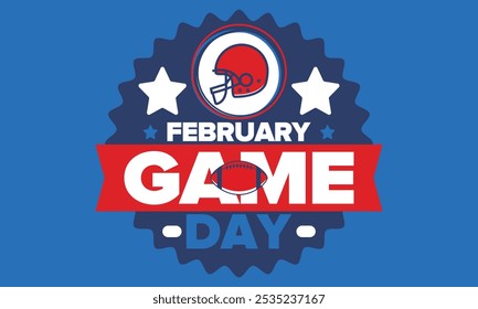 Game Day. American football playoff. Football Party in United States. Final game of regular season. Professional team championship. Ball for american football. Sport poster design. Vector illustration