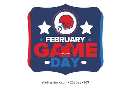 Game Day. American football playoff. Football Party in United States. Final game of regular season. Professional team championship. Ball for american football. Sport poster design. Vector illustration