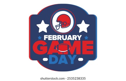 Game Day. American football playoff. Football Party in United States. Final game of regular season. Professional team championship. Ball for american football. Sport poster design. Vector illustration