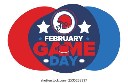 Game Day. American football playoff. Football Party in United States. Final game of regular season. Professional team championship. Ball for american football. Sport poster design. Vector illustration