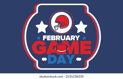 Game Day. American football playoff. Football Party in United States. Final game of regular season. Professional team championship. Ball for american football. Sport poster design. Vector illustration