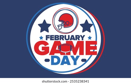 Game Day. American football playoff. Football Party in United States. Final game of regular season. Professional team championship. Ball for american football. Sport poster design. Vector illustration