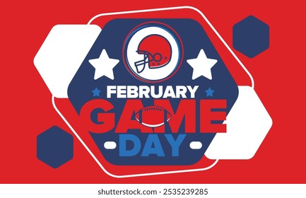 Game Day. American football playoff. Football Party in United States. Final game of regular season. Professional team championship. Ball for american football. Sport poster design. Vector illustration