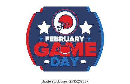 Game Day. American football playoff. Football Party in United States. Final game of regular season. Professional team championship. Ball for american football. Sport poster design. Vector illustration