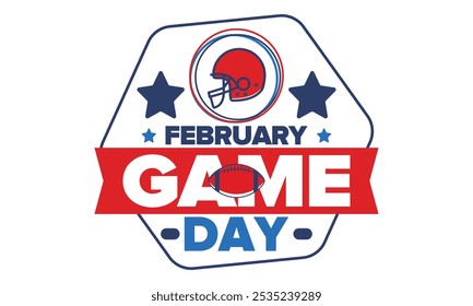 Game Day. American football playoff. Football Party in United States. Final game of regular season. Professional team championship. Ball for american football. Sport poster design. Vector illustration