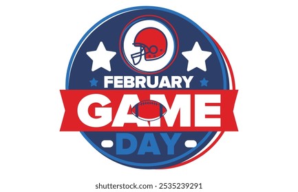 Game Day. American football playoff. Football Party in United States. Final game of regular season. Professional team championship. Ball for american football. Sport poster design. Vector illustration