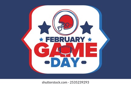 Game Day. American football playoff. Football Party in United States. Final game of regular season. Professional team championship. Ball for american football. Sport poster design. Vector illustration