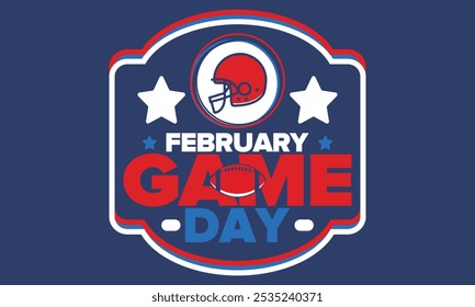 Game Day. American football playoff. Football Party in United States. Final game of regular season. Professional team championship. Ball for american football. Sport poster design. Vector illustration