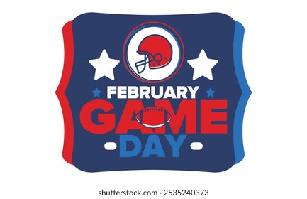 Game Day. American football playoff. Football Party in United States. Final game of regular season. Professional team championship. Ball for american football. Sport poster design. Vector illustration