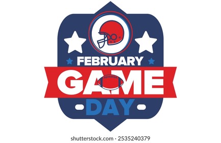 Game Day. American football playoff. Football Party in United States. Final game of regular season. Professional team championship. Ball for american football. Sport poster design. Vector illustration