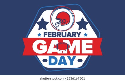 Game Day. American football playoff. Football Party in United States. Final game of regular season. Professional team championship. Ball for american football. Sport poster design. Vector illustration