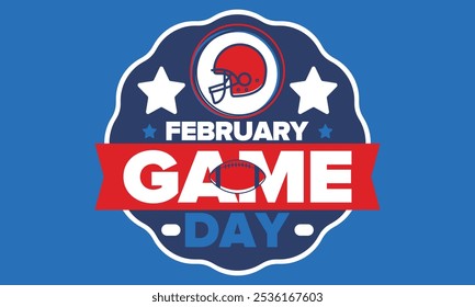 Game Day. American football playoff. Football Party in United States. Final game of regular season. Professional team championship. Ball for american football. Sport poster design. Vector illustration