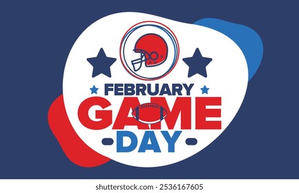 Game Day. American football playoff. Football Party in United States. Final game of regular season. Professional team championship. Ball for american football. Sport poster design. Vector illustration