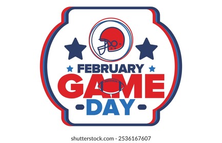 Game Day. American football playoff. Football Party in United States. Final game of regular season. Professional team championship. Ball for american football. Sport poster design. Vector illustration