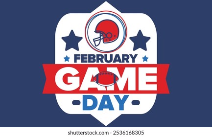 Game Day. American football playoff. Football Party in United States. Final game of regular season. Professional team championship. Ball for american football. Sport poster design. Vector illustration