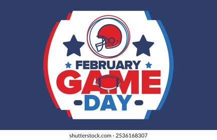 Game Day. American football playoff. Football Party in United States. Final game of regular season. Professional team championship. Ball for american football. Sport poster design. Vector illustration