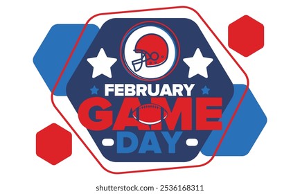 Game Day. American football playoff. Football Party in United States. Final game of regular season. Professional team championship. Ball for american football. Sport poster design. Vector illustration