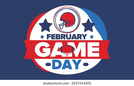 Game Day. American football playoff. Football Party in United States. Final game of regular season. Professional team championship. Ball for american football. Sport poster design. Vector illustration