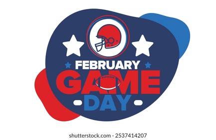 Game Day. American football playoff. Football Party in United States. Final game of regular season. Professional team championship. Ball for american football. Sport poster design. Vector illustration